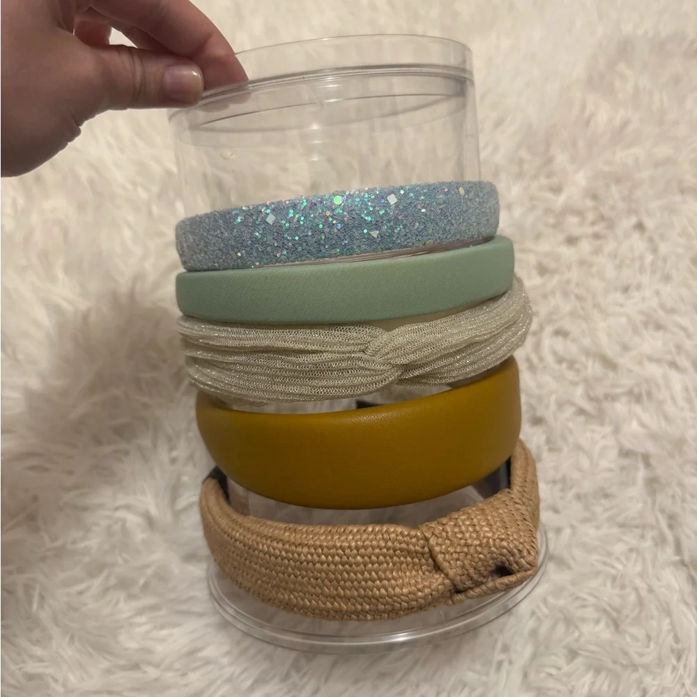 Acrylic Headband Holder And Five Headbands Headband Tower with headband pack